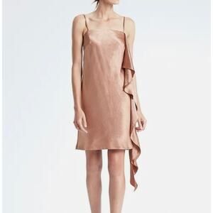 Banana Republic Heritage Collection Blush Side Ruffle Slip Dress Sz XS